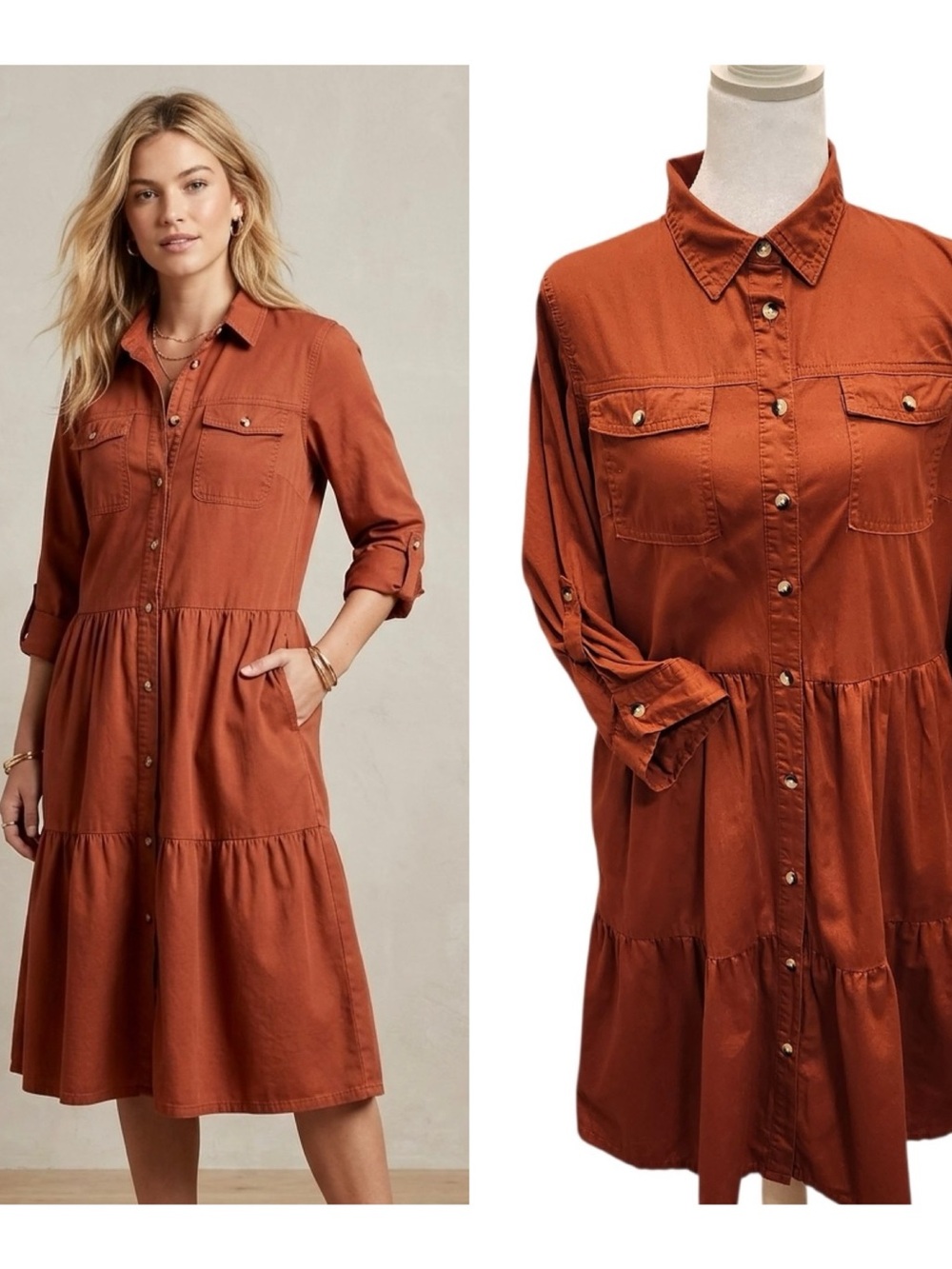 Boho Dress Preppy Western Cottage Prairie Cotton Dress Size S Tier Button Midi